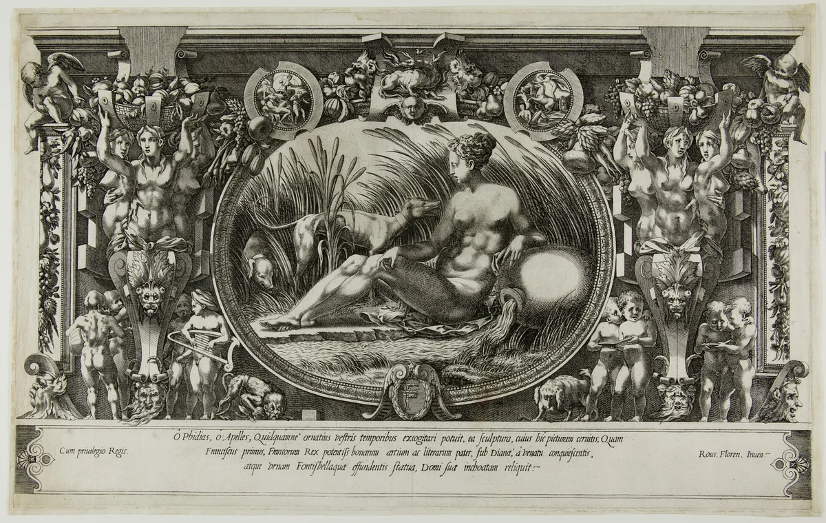 The Nymph of Fontainebleau by Pierre Milan, print, 1554