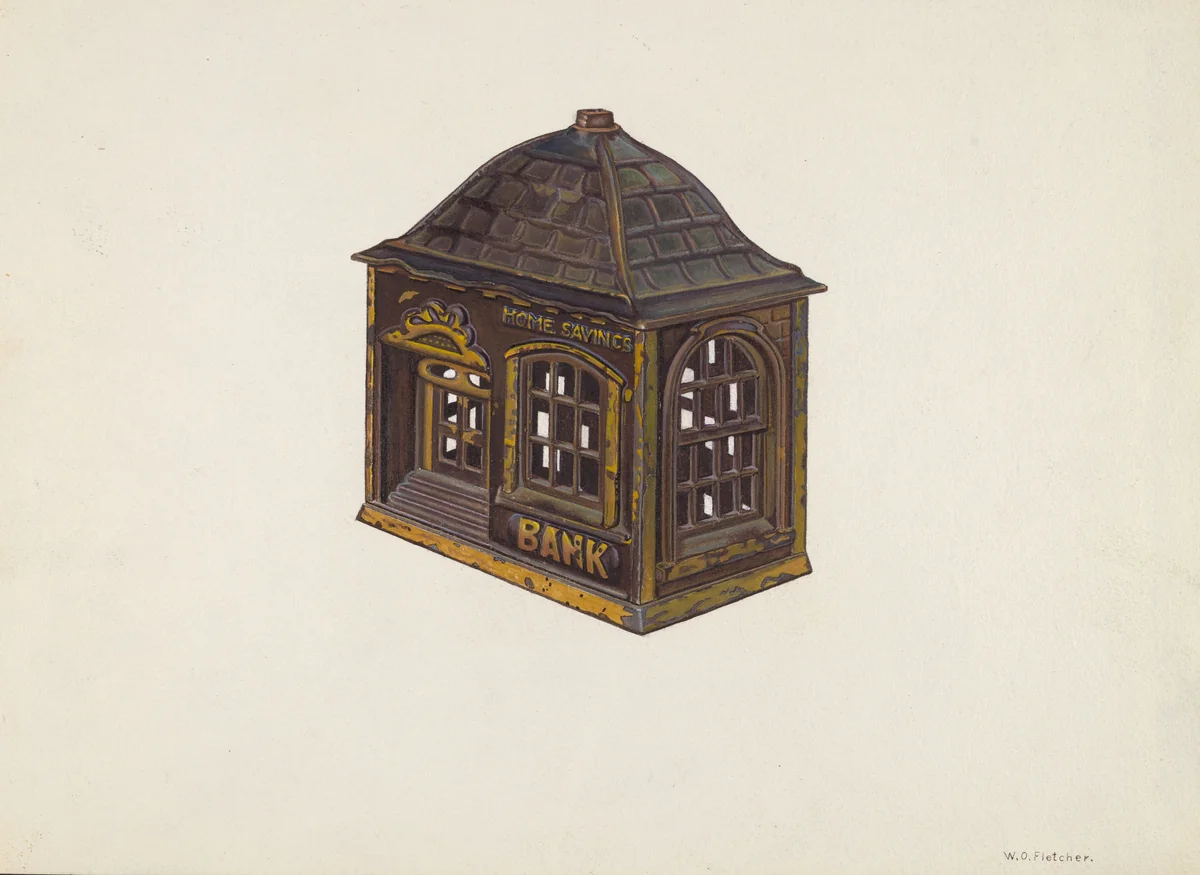 Home Savings bank by William O. Fletcher, index of american design, 1940