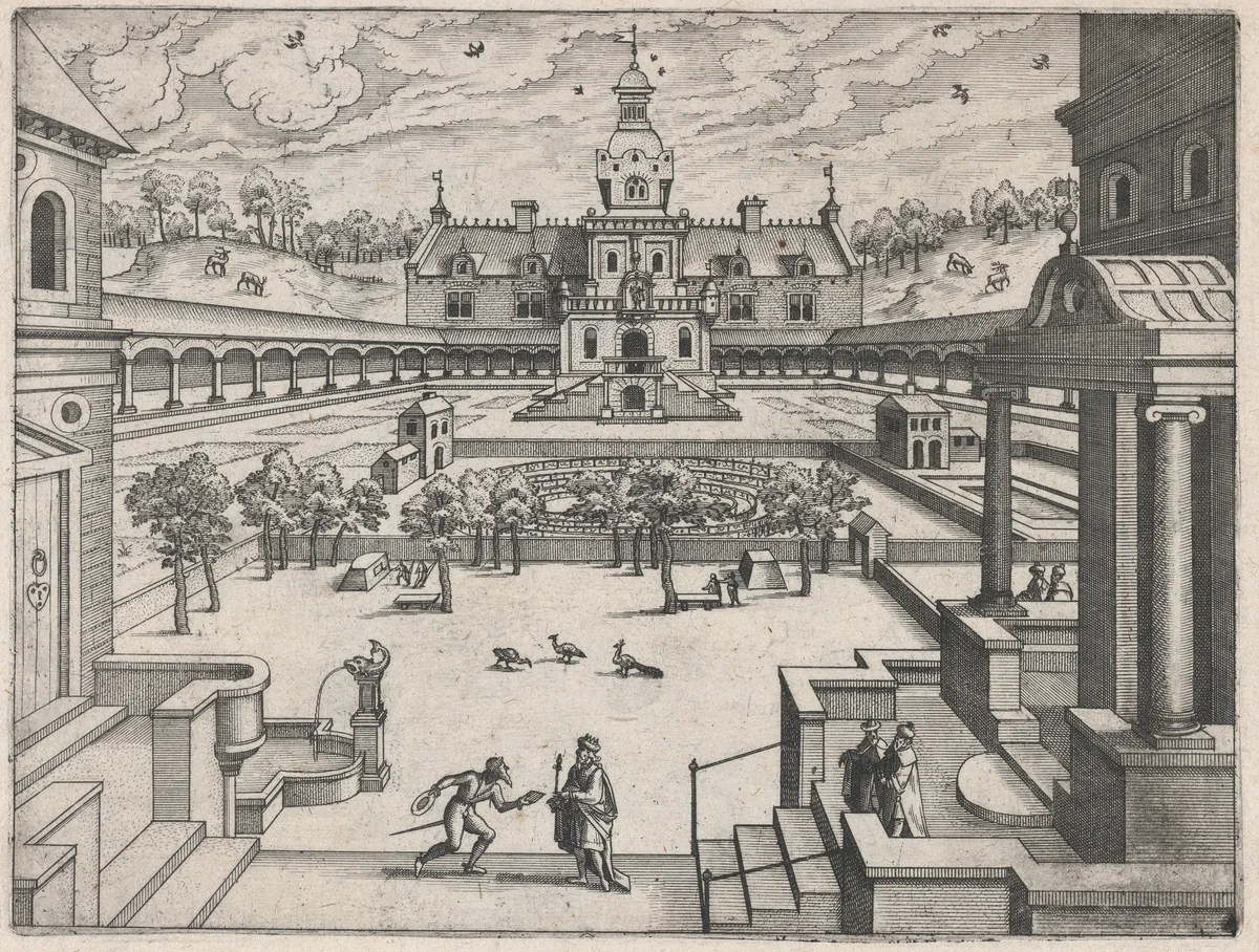 Walled Garden by Lucas Gassel, print, 1555-1575