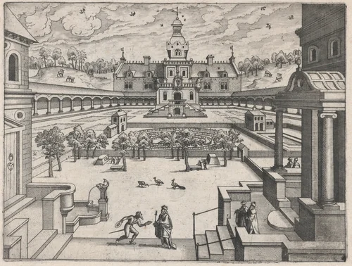 Walled Garden by Lucas Gassel, print, 1555-1575