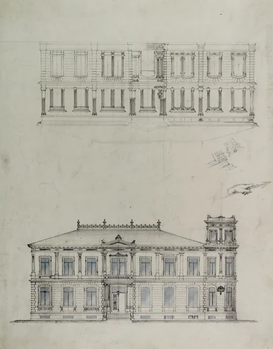 Design Projects, House Elevation Studies by Carl Furst, drawing, 1860-1870