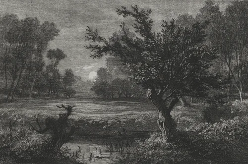 Moonrise in the Andilly Valley by Charles-François Daubigny, print, 1845
