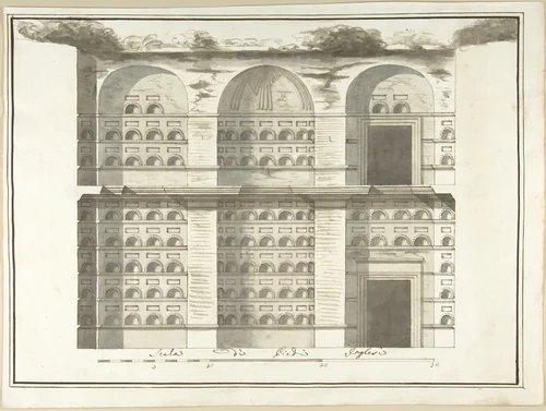 Section (Interior Elevation) of a Columbarium by Pietro Paolo Coccetti, drawing, 1710-1727