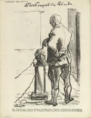 Signs of the Times II: Mars Rules the Hour (Symbole der Zeit II: Mars regiert die Stunde) (plate, folio 5 verso) from the periodical Der Bildermann, vol. 1, no. 2 (Apr 1916) by Max Slevogt, periodical, 1916