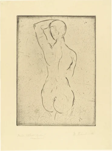 Female Nude from the Back, Looking Out (Weiblicher Rückenakt, ausschauend) by Wilhelm Lehmbruck, print, 1911