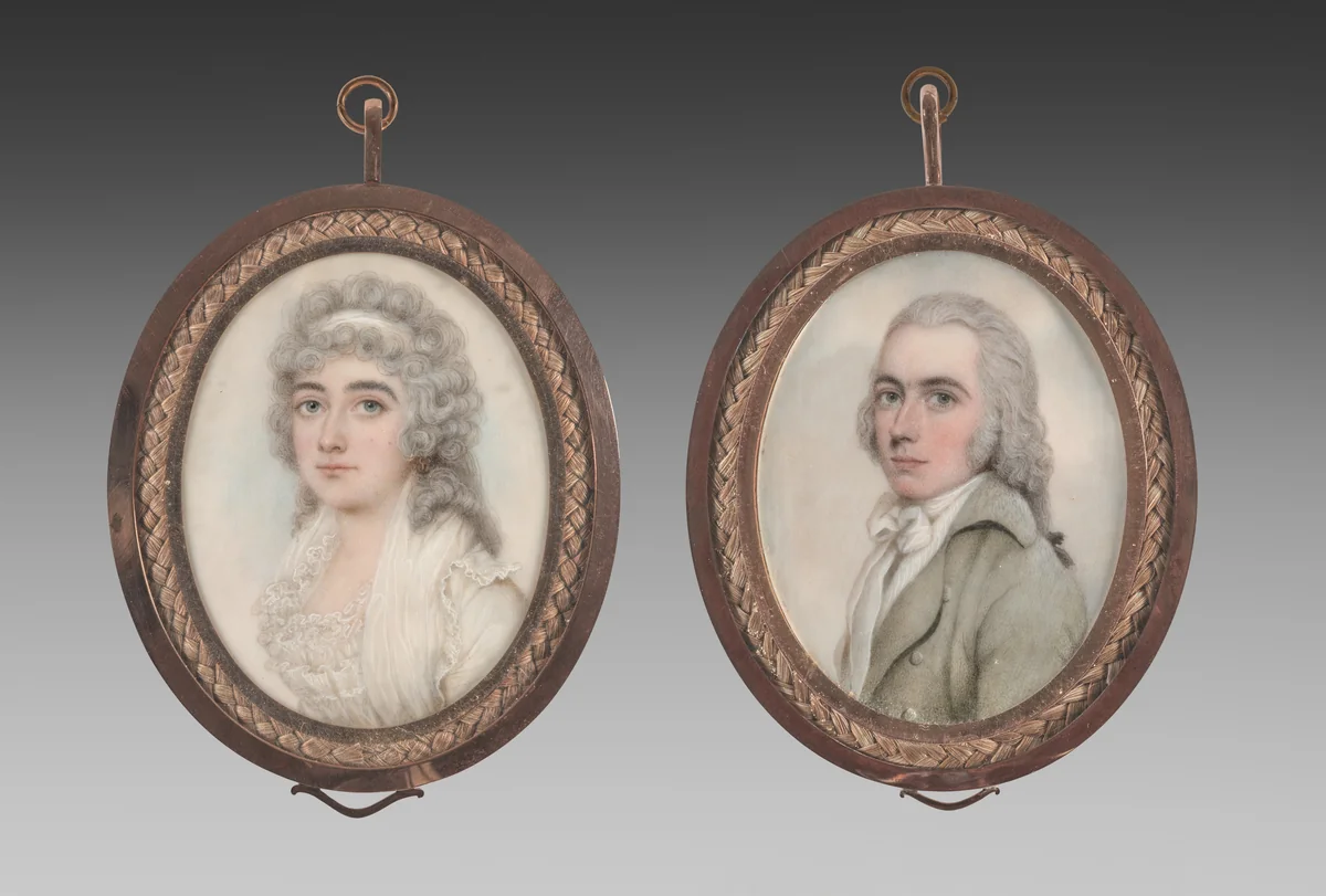 Portrait of a Man and Portrait of a Woman (pair) by Nathaniel Plimer, painting, 1790-1799