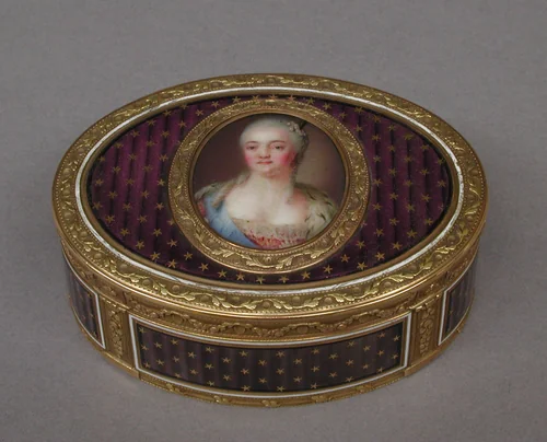 Snuffbox with portrait of a woman by Les Frères Souchay, metalwork, 1780-1800