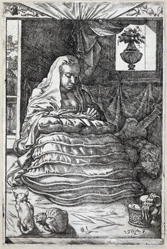 Seated Woman in Spanish Attire by Unknown, print, 1545