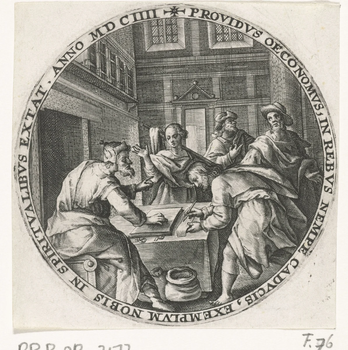 Gelijkenis van de onrechtvaardige rentmeester by Crispijn van de Passe, print, 1604