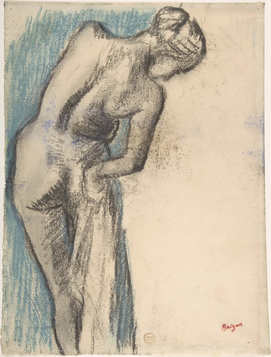 Bather Drying Herself by Edgar Degas, drawing, 1878-1889