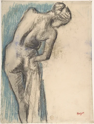 Bather Drying Herself by Edgar Degas, drawing, 1878-1889