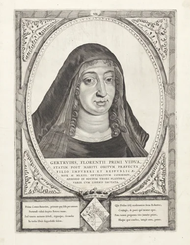 Portret van Geertruida van Saksen by Cornelis Visscher, print, 1650