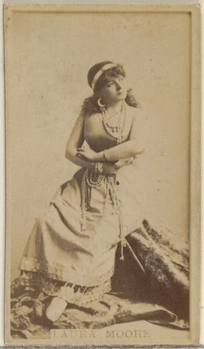 Laura Moore, from the Actors and Actresses series (N45, Type 8) for Virginia Brights Cigarettes by Allen & Ginter, photograph, 1885-1891