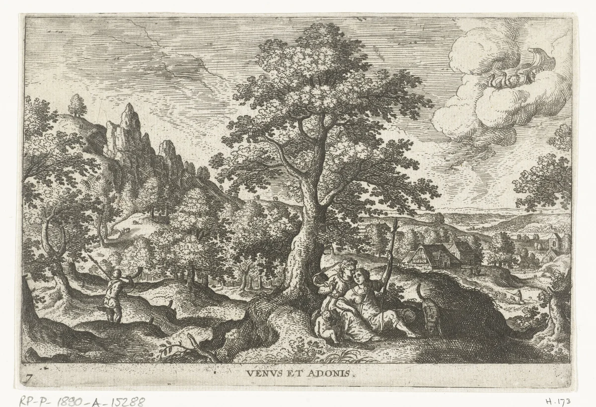 Venus and Adonis by anonymous, print, 1550-1650