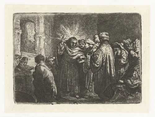 The tribute money by Rembrandt van Rijn, print, 1850-1906
