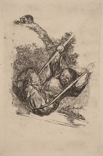 Old Woman on a Swing by Francisco Goya, print, 1824-1828
