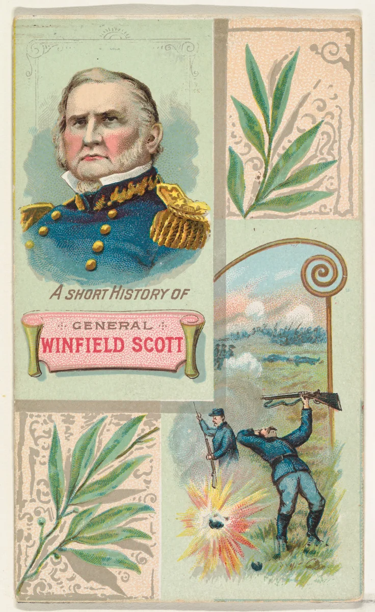 A Short History: General Winfield Scott, from the Histories of Generals series (N114) issued by W. Duke, Sons & Co. to promote Honest Long Cut Smoking and Chewing Tobacco by W. Duke, Sons & Co., print, 1888