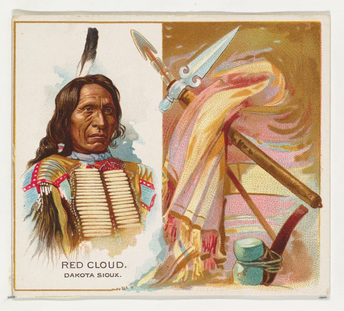 Red Cloud, Dakota Sioux, from the American Indian Chiefs series (N36) for Allen & Ginter Cigarettes by Allen & Ginter, print, 1888
