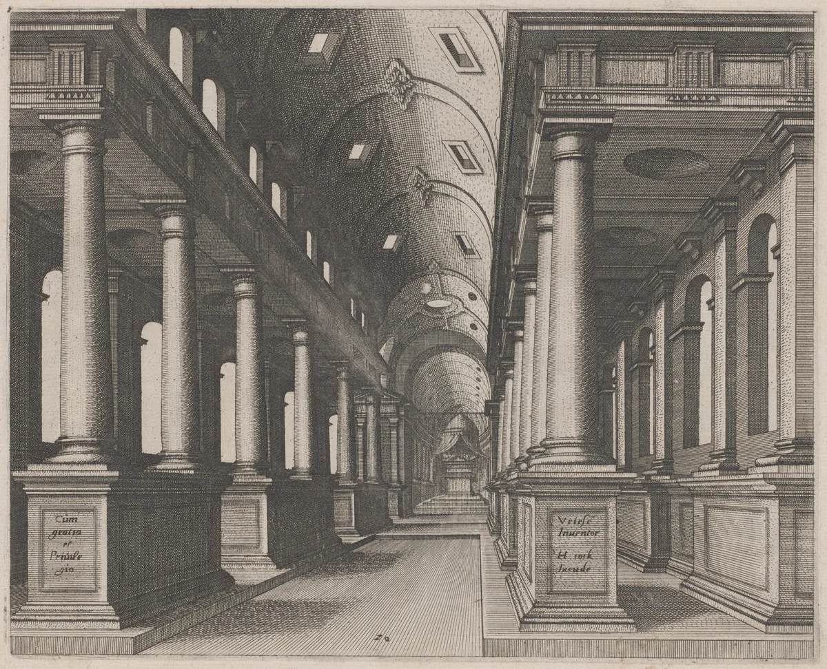 Interior View of a Church with a Barrel Vault by Lucas van Doetechum
Johannes van Doetechum the Elder
Hans Vredeman de Vries
Hieronymus Cock, portfolio, 1560