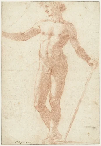 Staand mannelijk naaktmodel by Andrea Boscoli, drawing, 1592-1597
