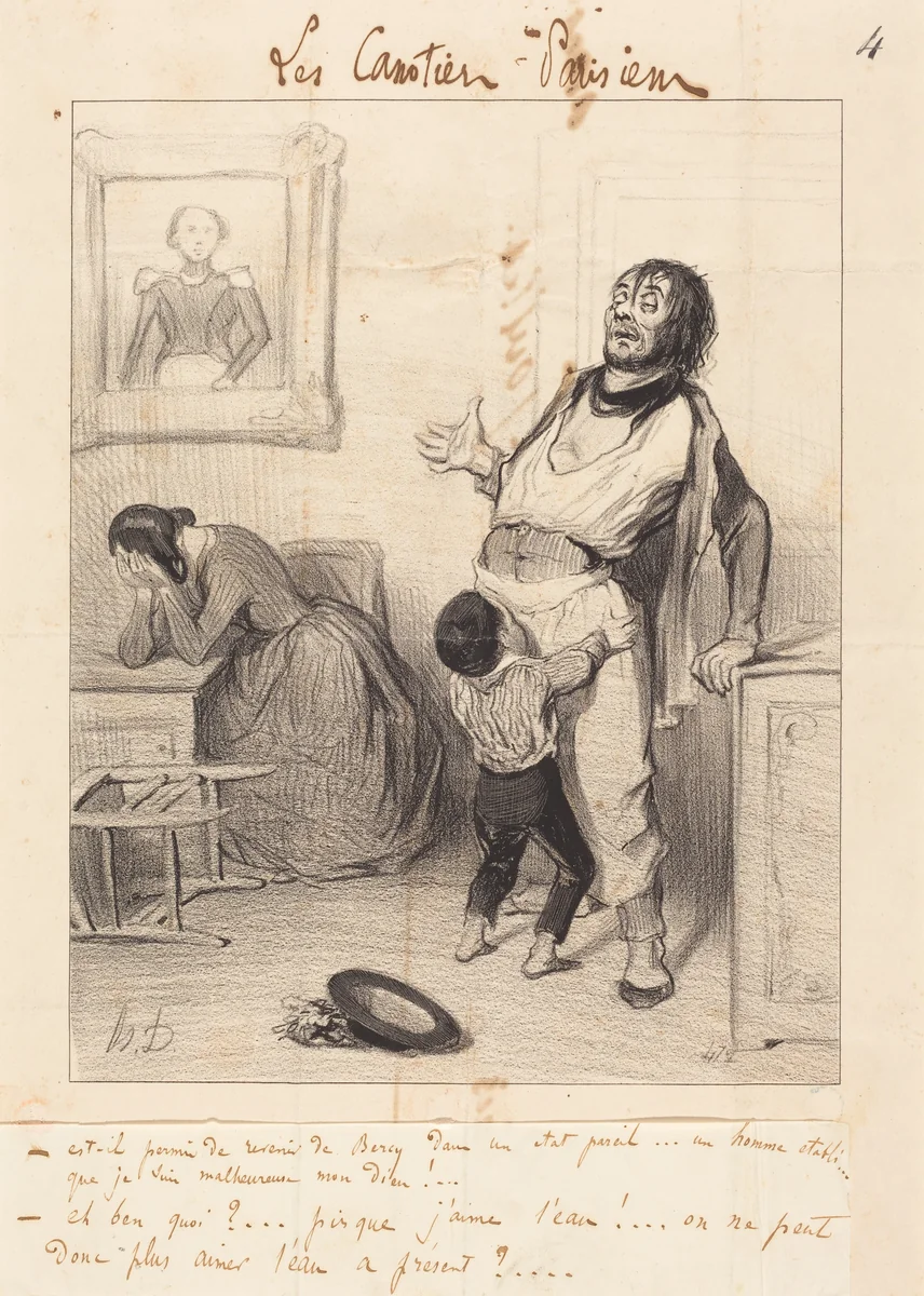Est-il permis de revenir... dans un état pareil... by Honoré Daumier, print, 1843
