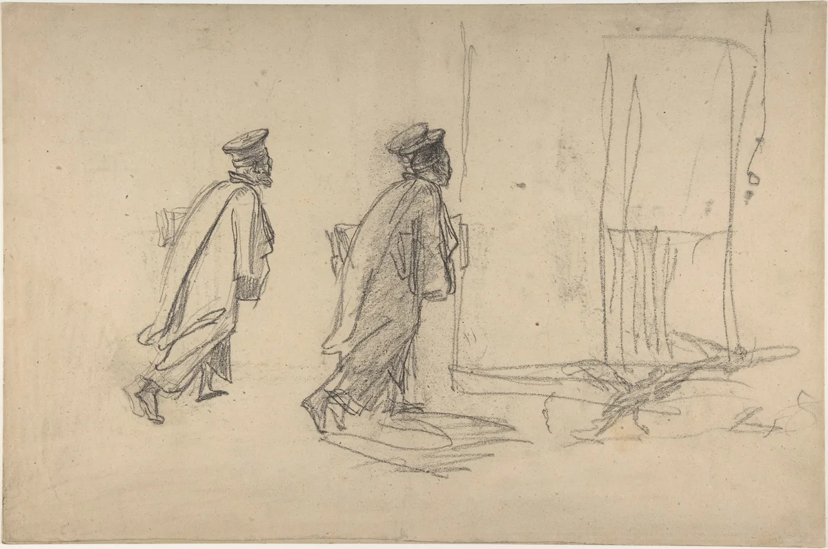 Lawyer on His Way to Court (Se Rendant à l'Audience) by Thomas Couture, drawing, 1830-1879