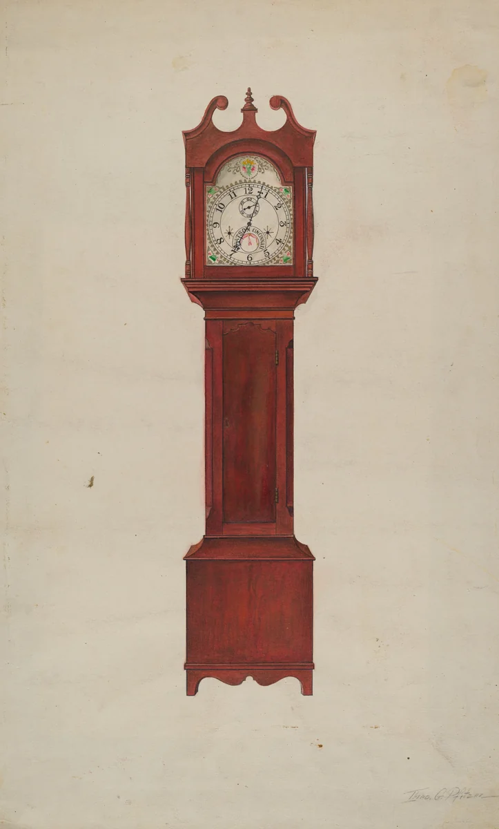 Hall Clock (Grandfather's Clock) by Theodore Pfitzer, index of american design, 1937