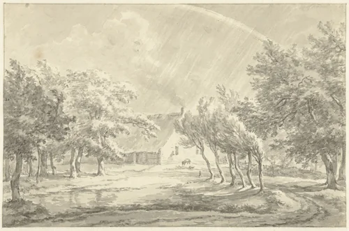 Landschap in Eext (Drenthe) by Egbert van Drielst, drawing, 1755-1818