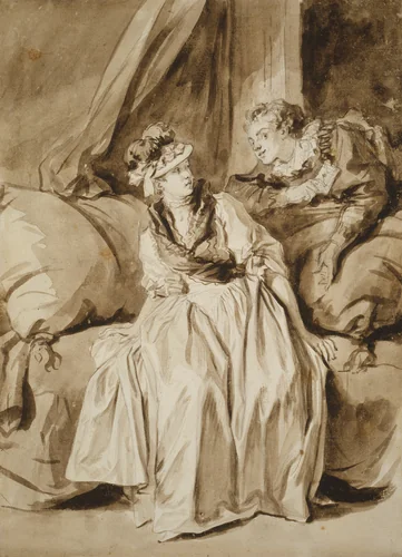 The Letter, or The Spanish Conversation by Jean Honoré Fragonard, drawing, 1773-1783