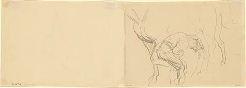 Study for "Shoeing Calvary Horses at the Front" [verso] by John Singer Sargent, drawing, 1918