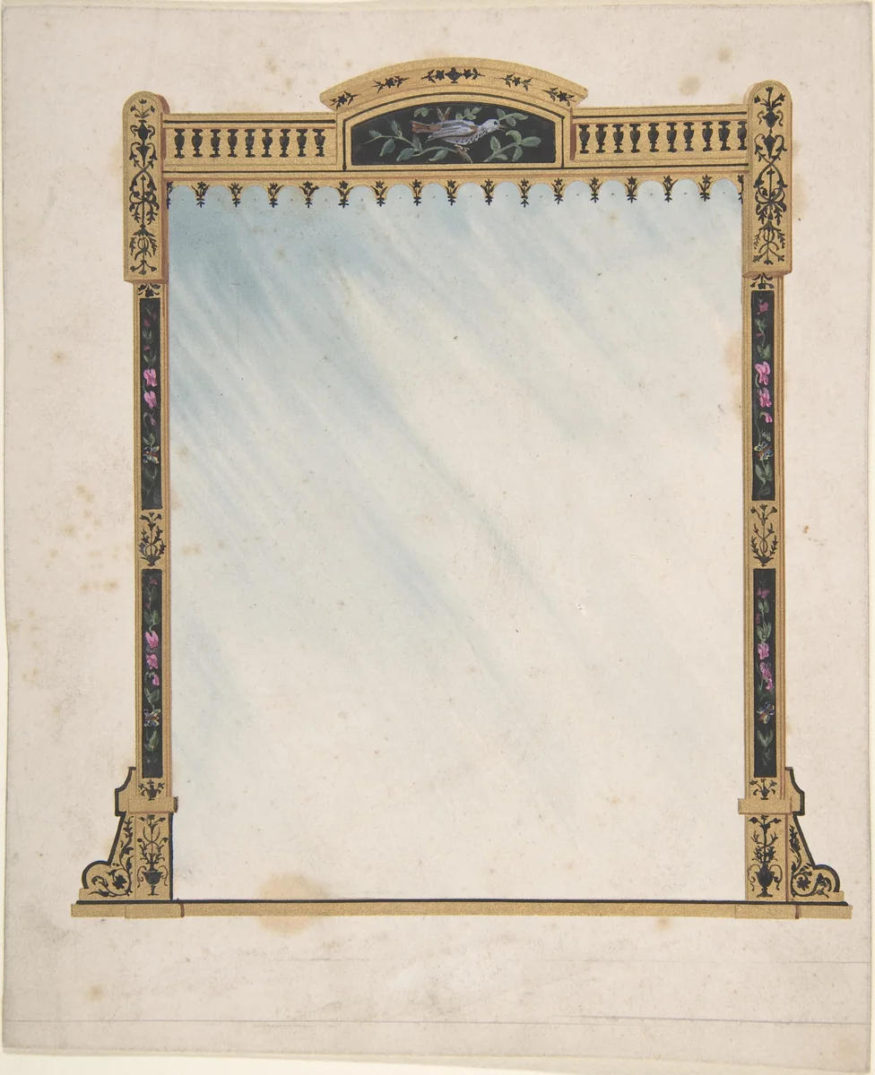 Design for a Mirror by anonymous, drawing, 1820-1880