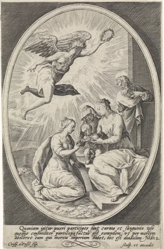 Huwelijk van de heilige Catharina van Alexandrië by Unknown, print, 1574-1637