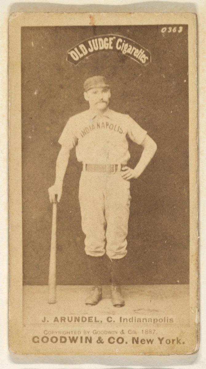 John Thomas "Tug" Arundel, Catcher, Indianapolis, from the Old Judge series (N172) for Old Judge Cigarettes by Goodwin & Company, photograph, 1887