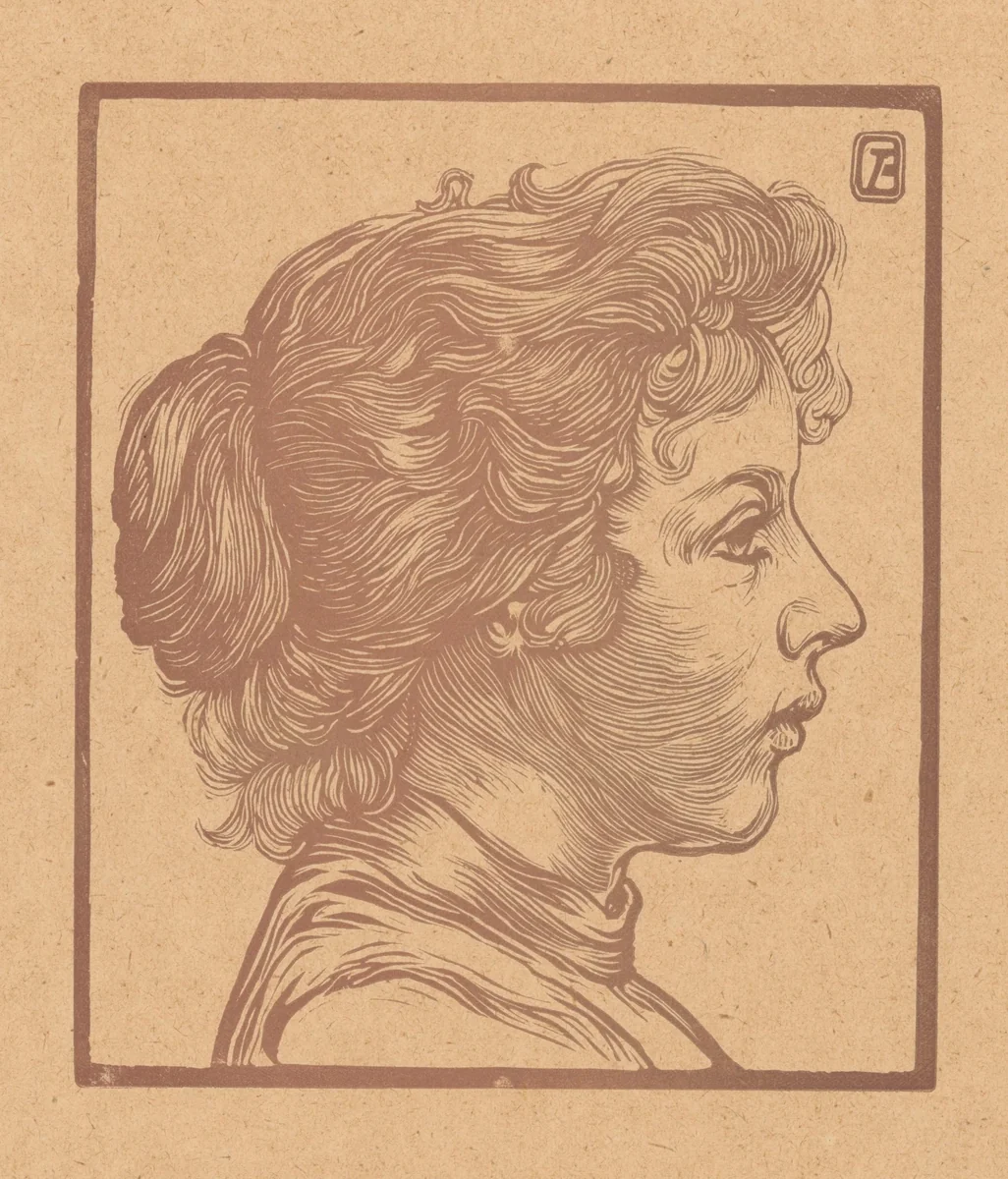 Portret van een onbekende vrouw by Johannes Josephus Aarts, print, 1881-1934