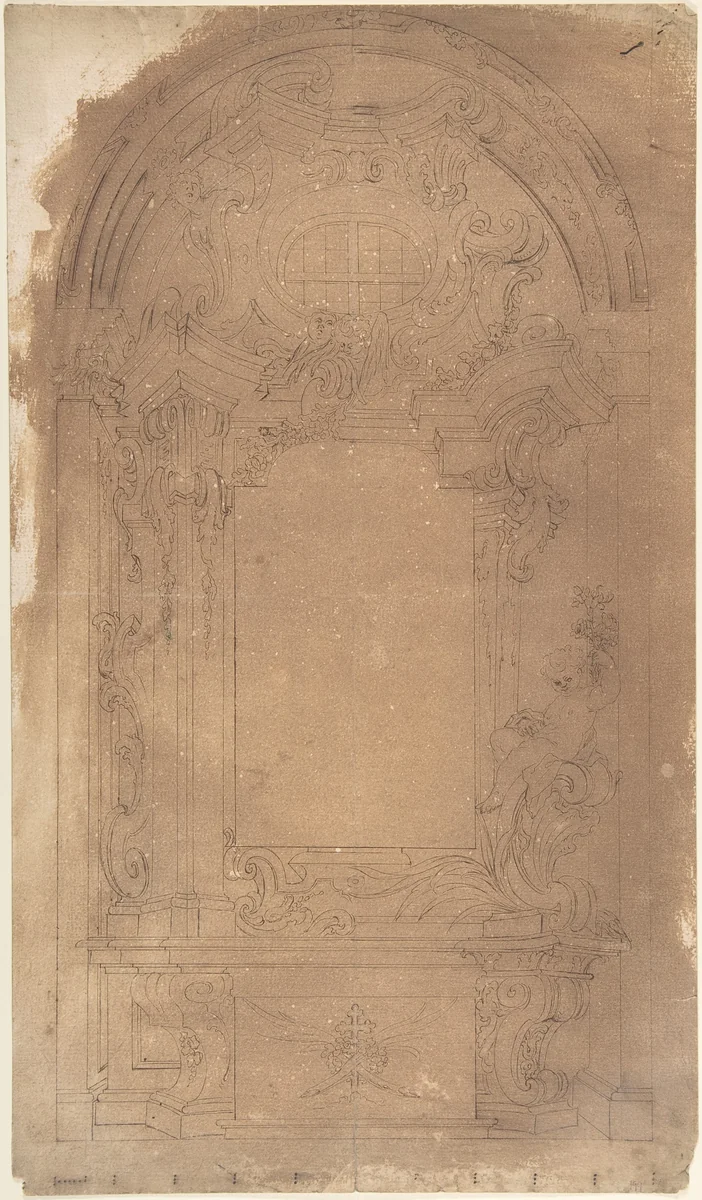 Two halved variants for a Chapel by anonymous, drawing, 1700-1780