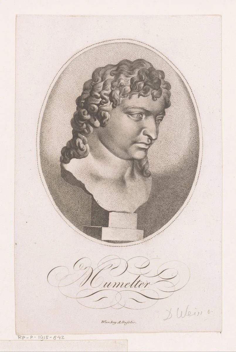 Portret van de heer Mumelter by David Weiss, print, 1785-1846