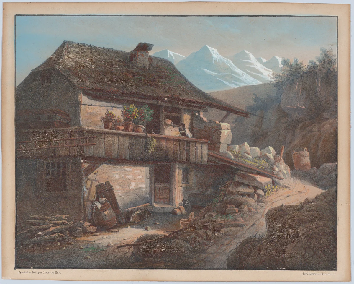 Alpine Scene by Henri Boug d'Orschwiller, print, 1800-1850