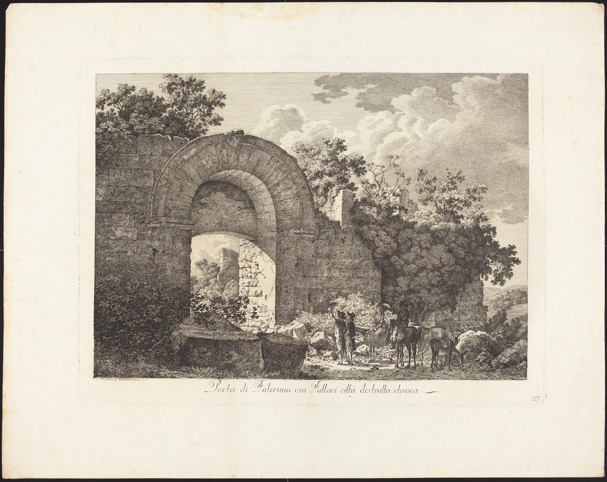 Porta di Falerium ora Fallari città destrutta etrusca by Jacob Wilhelm Mechau, portfolio, 1745-1808