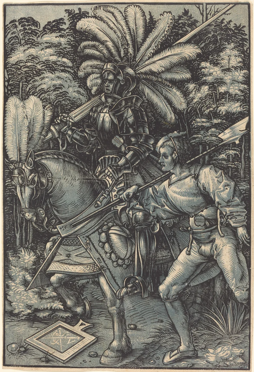 Knight and the Servant by Hans Wechtlin, print, 1480-1526