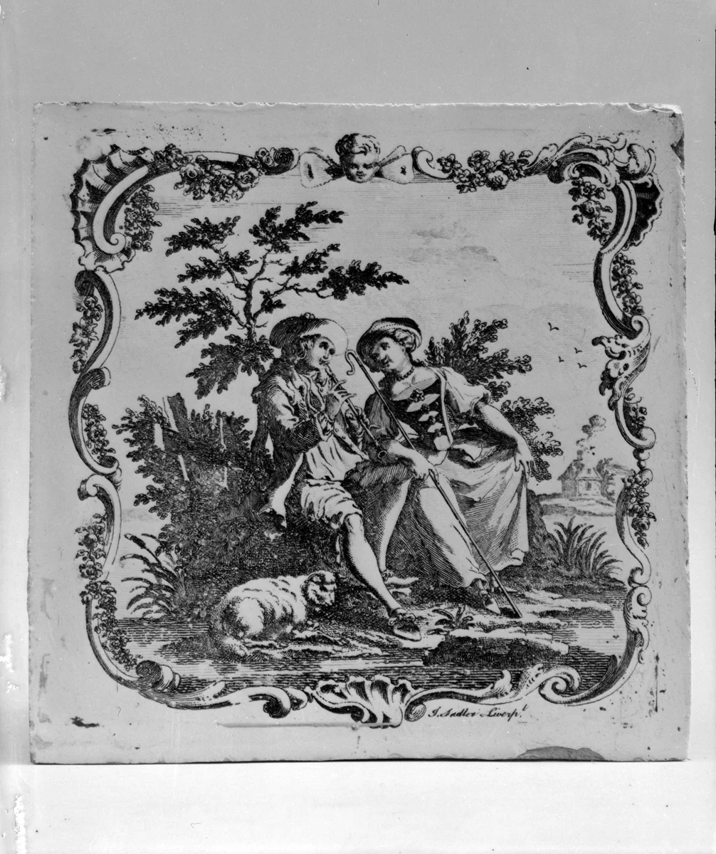 Tile by John Sadler, artwork, 1757-1761