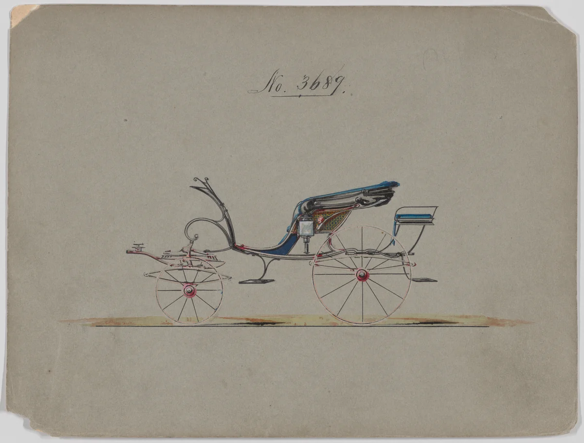 Design for Pony Phaeton, no. 3689 by Brewster & Co., drawing, 1881