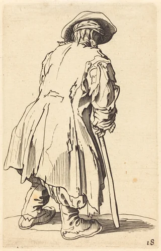 Old Beggar with One Crutch by Jacques Callot, print, 1622-1699