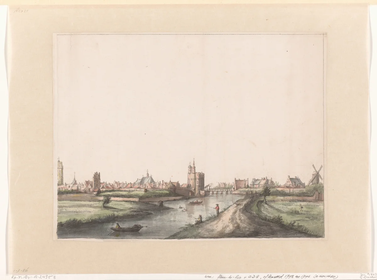 Gezicht op Zwolle by Gerrit Grasdorp, drawing, 1600-1699