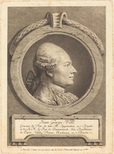 Jean George Wille by Pierre-Charles Ingouf, Pierre Alexandre Wille, print, 1771