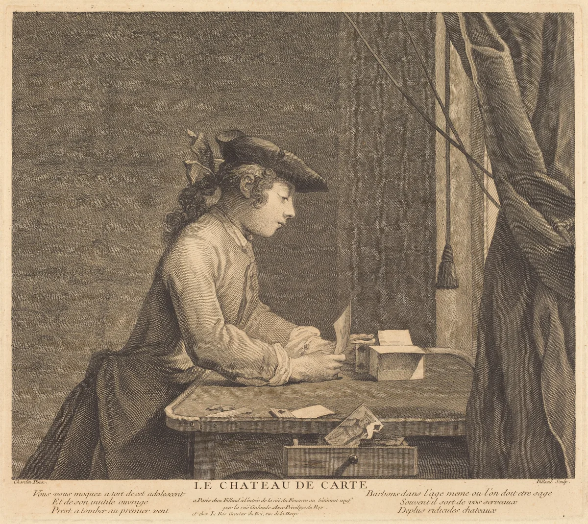 Le Chateau de carte (The House of Cards) by Pierre Filloeul
Jean Siméon Chardin
Jacques-Philippe Le Bas, print, 1737