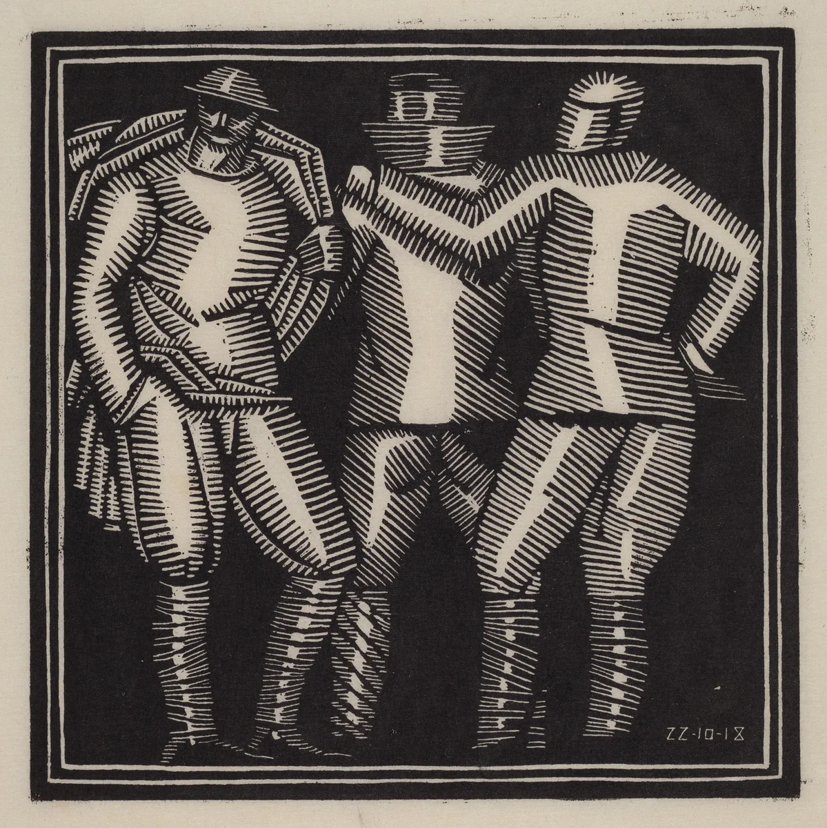 Three Soldiers by John Storrs, print, 1918