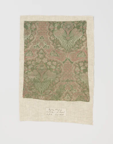 Fragment groene lampas by anonymous, other, 1300-1399