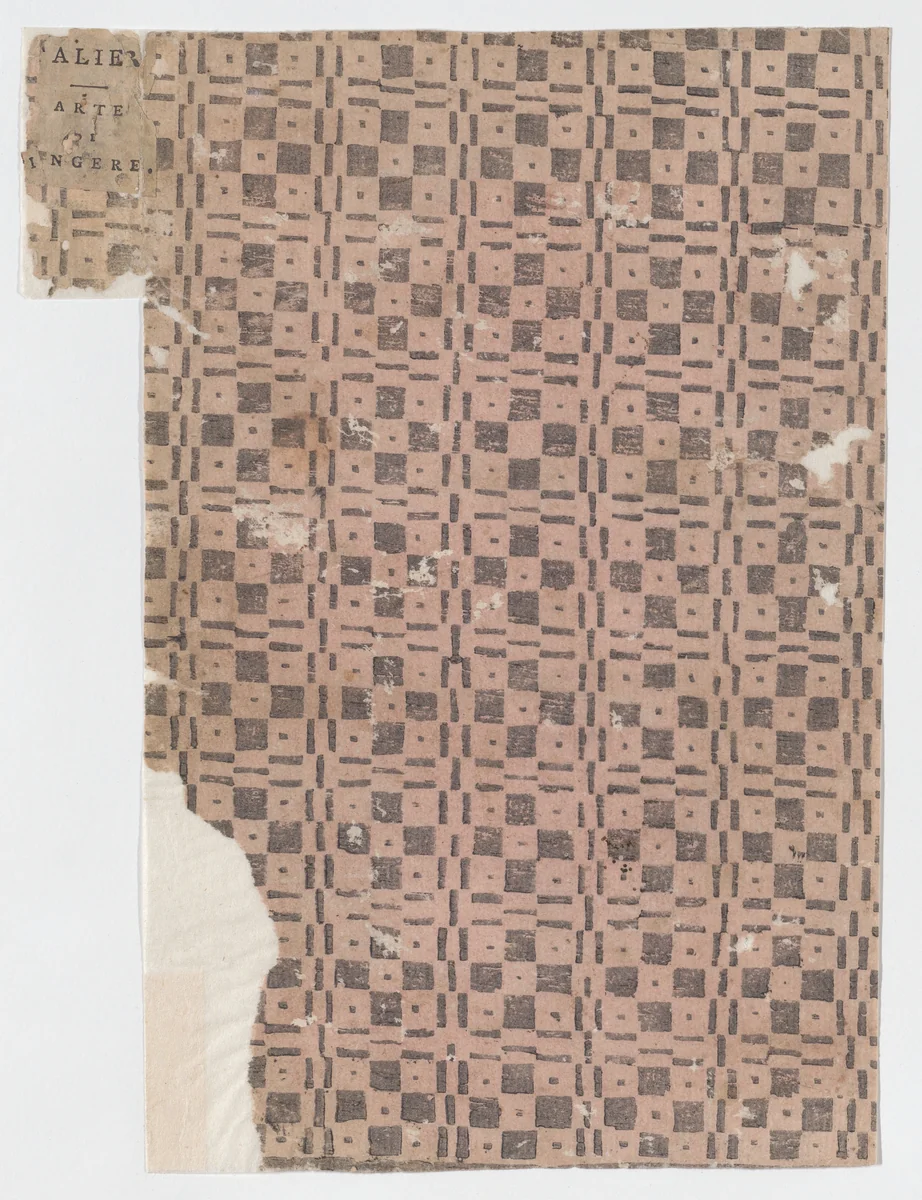 Sheet with overall checkerboard pattern by anonymous, print, 1800-1900