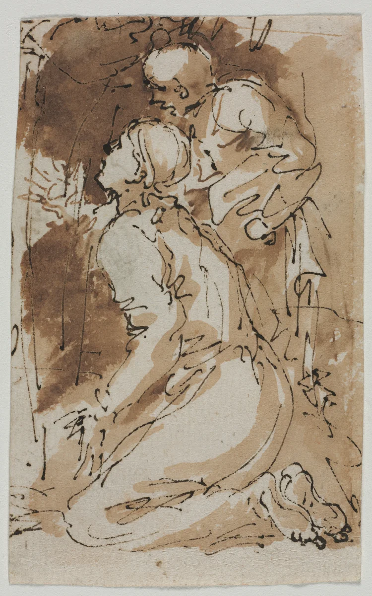 Figure Studies (recto) by Salvator Rosa, drawing, 1640-1649