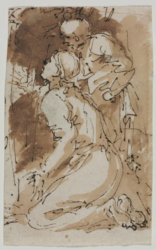 Figure Studies (recto) by Salvator Rosa, drawing, 1640-1649